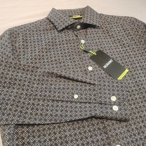 Murano Slim Fit Performance S Small Black Grey/White Geo Pattern NWT L1009
